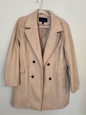 RACHEL Rachel Roy Tan Double-Breasted Pea Coat - XL